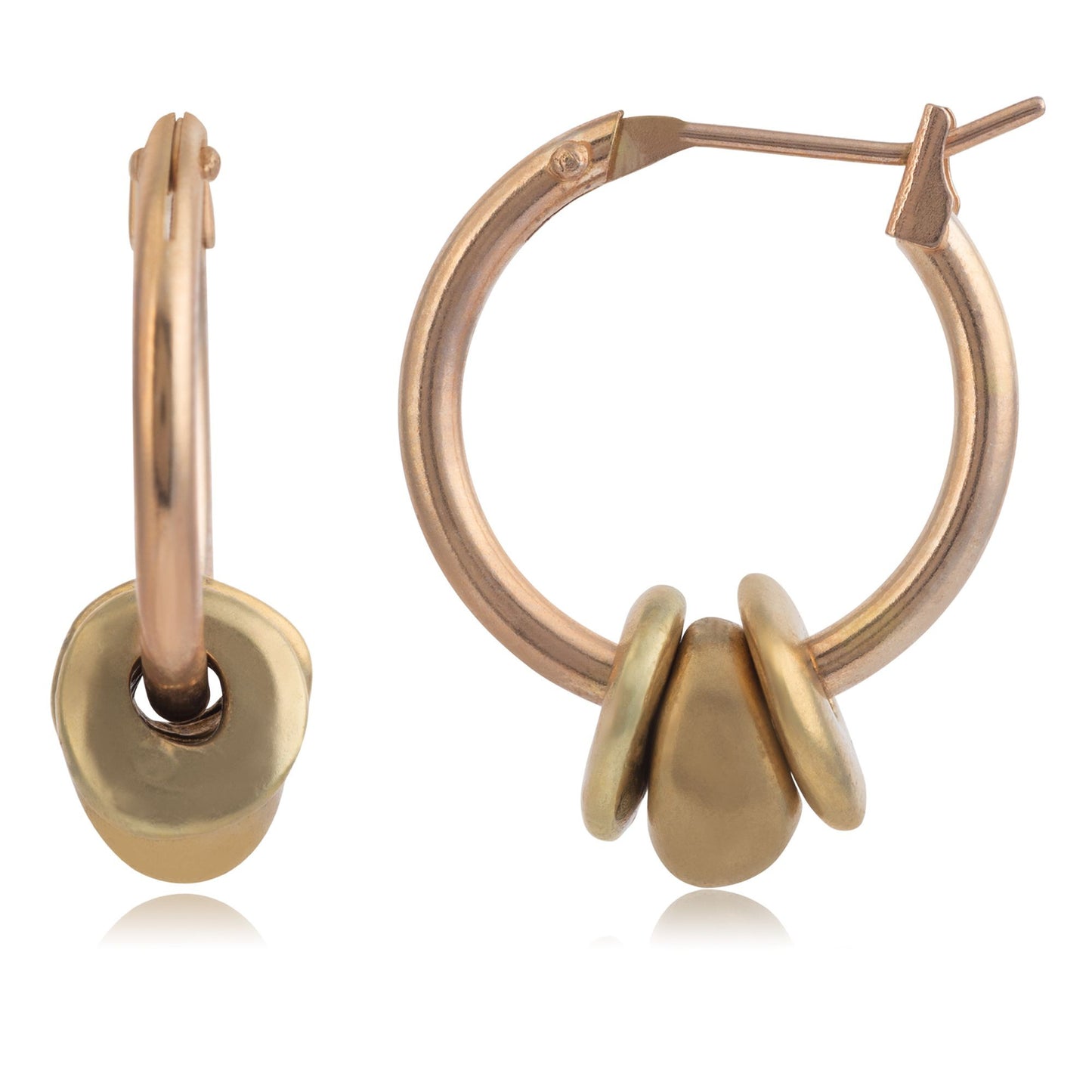 Pendientes dorado aro con pasantes colgantes dorado