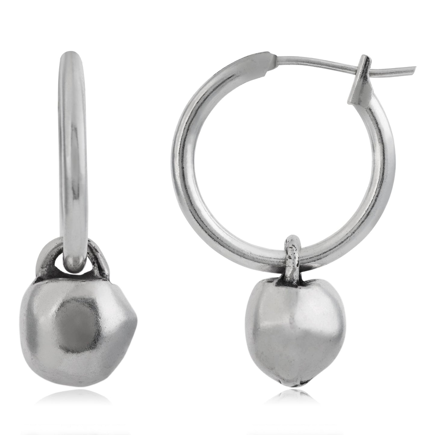 Pendientes plata aro criolla con bola colgante