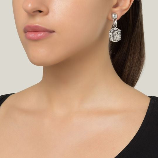 Brincos de prata Moeda de prata