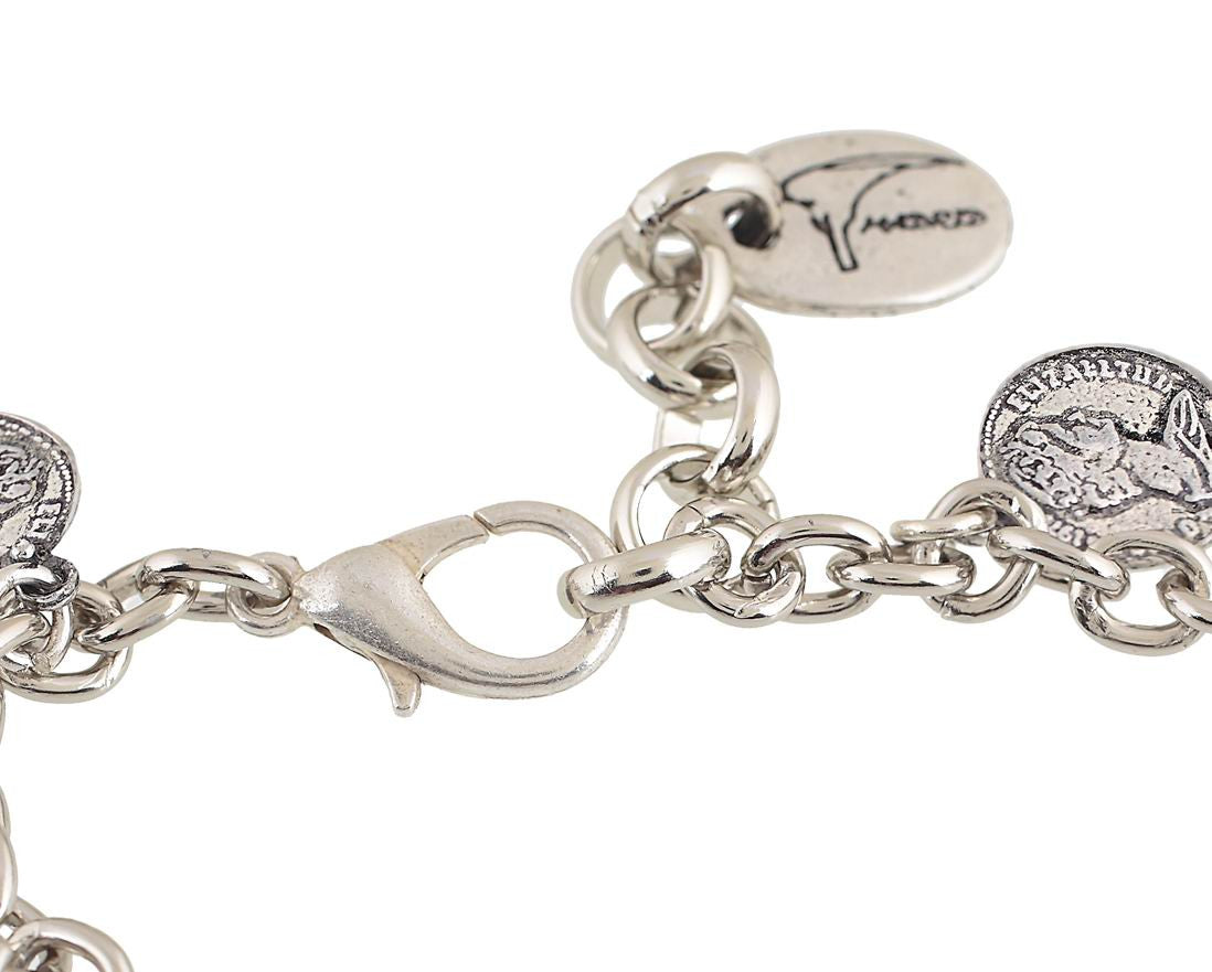 Pulsera cadena monedas charms simple plata
