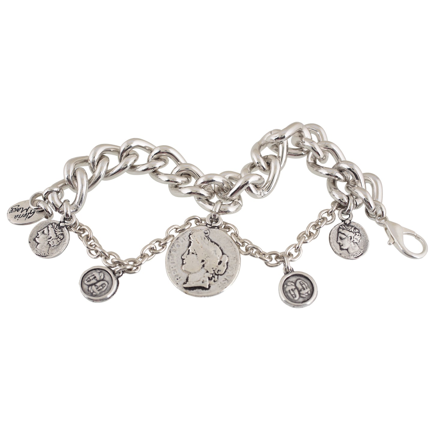 Pulsera cadena plata multi monedas