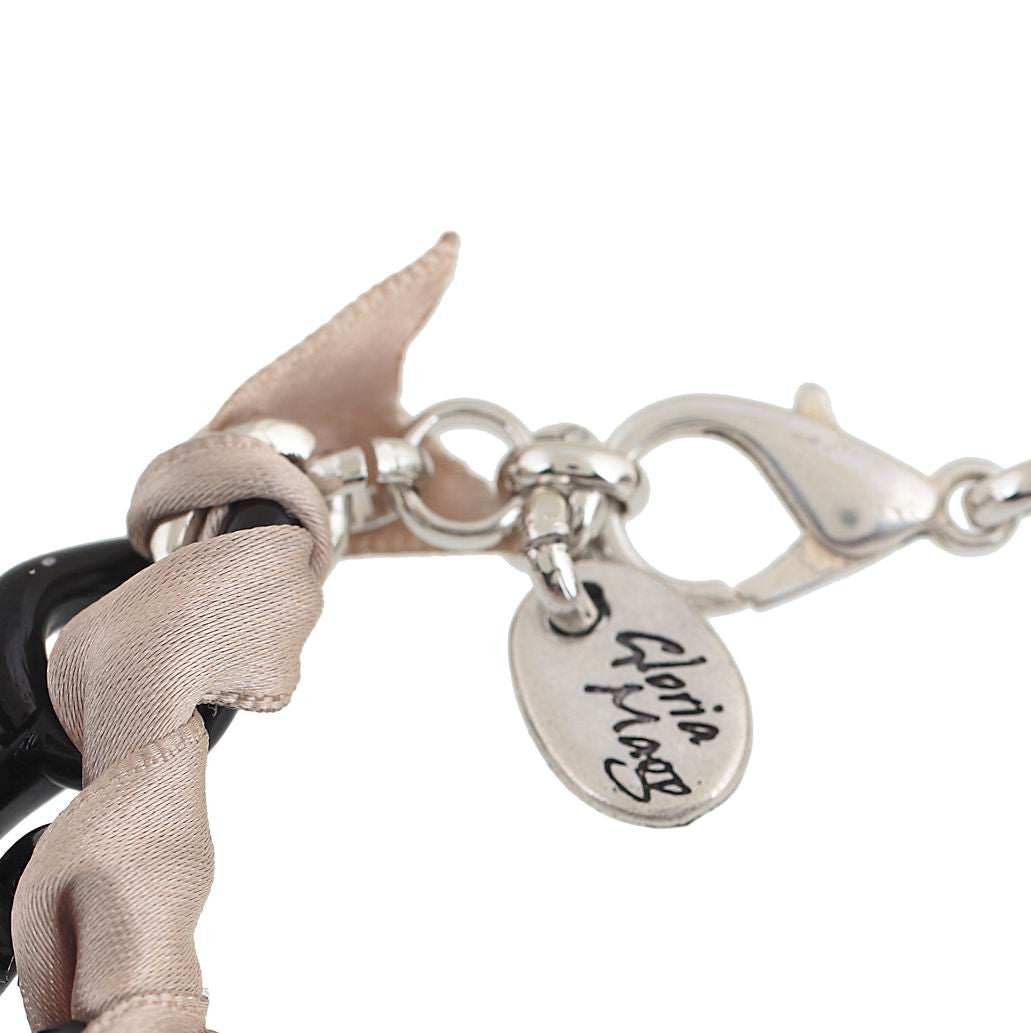 Pulsera cadena y cintas "fancy" champange