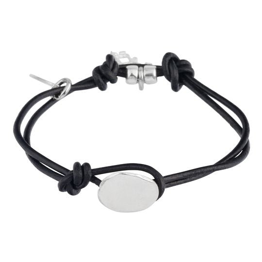 Pulsera cuero charm niña plata zamak