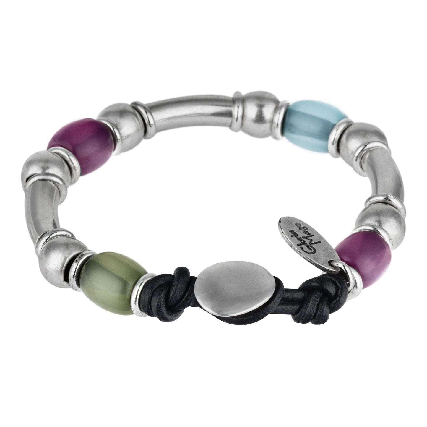 Pulsera multicolor plata chapado resina colores