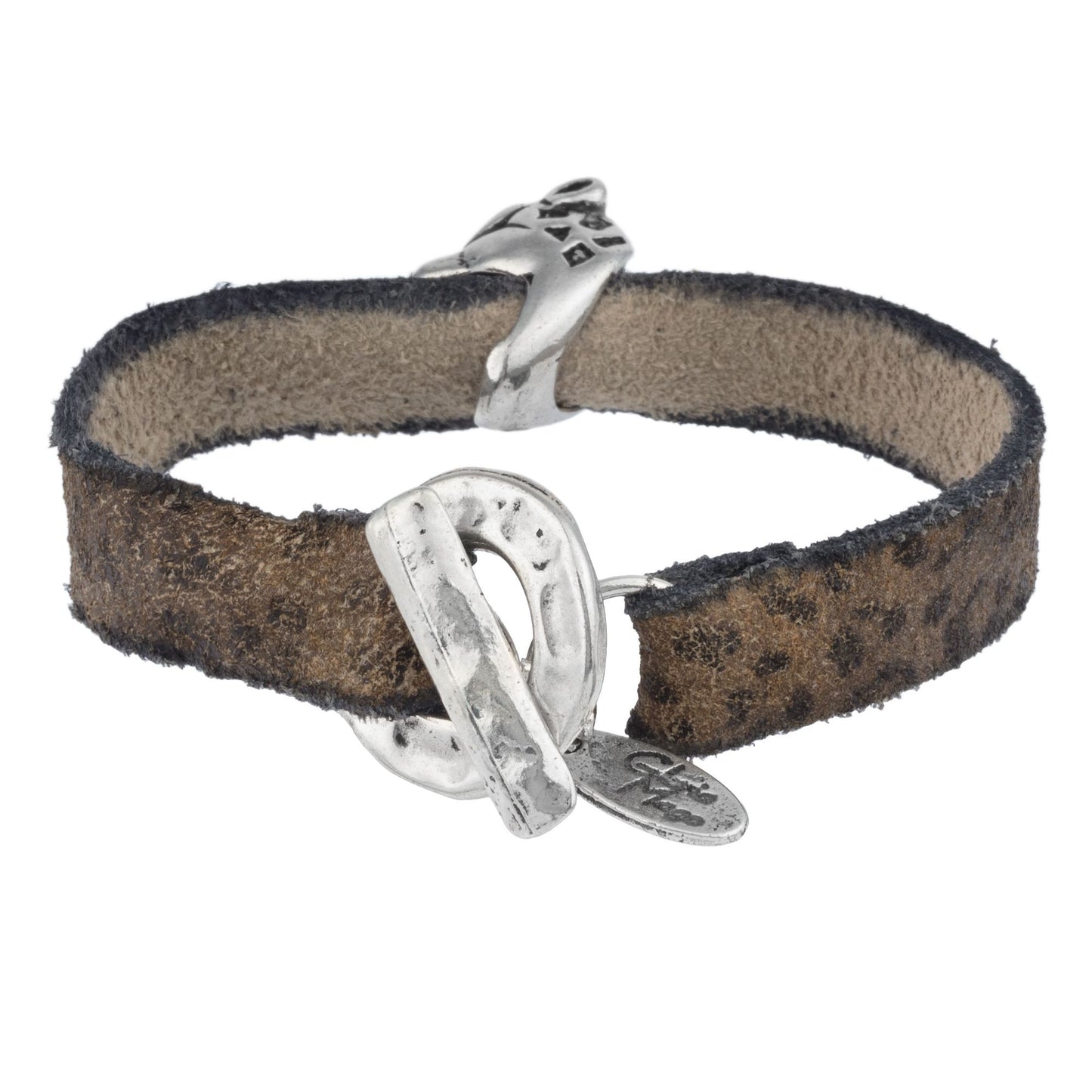 Pulsera piel tigre plata piel print tigre