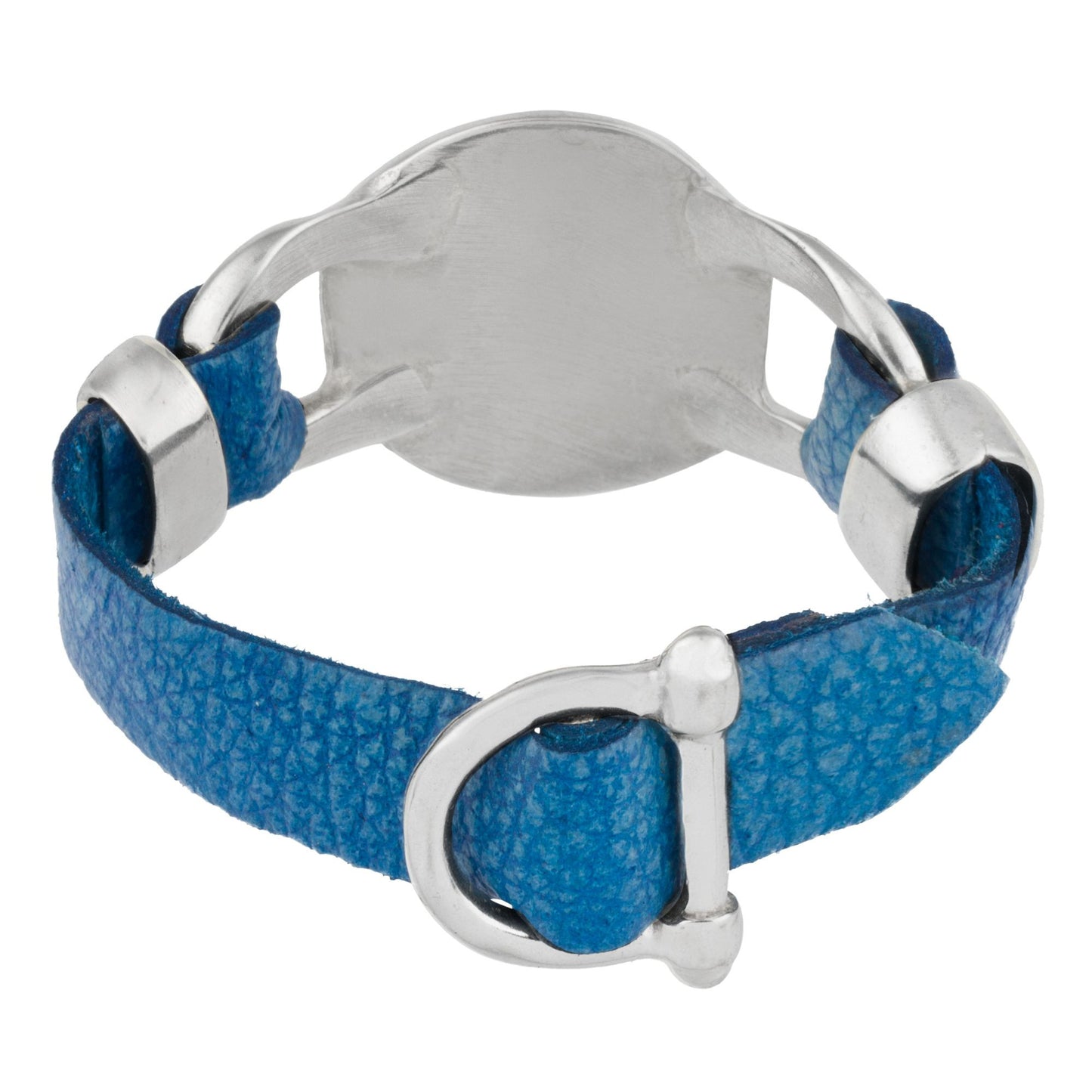 Pulsera Piel azul y plata piel y cristal en azul