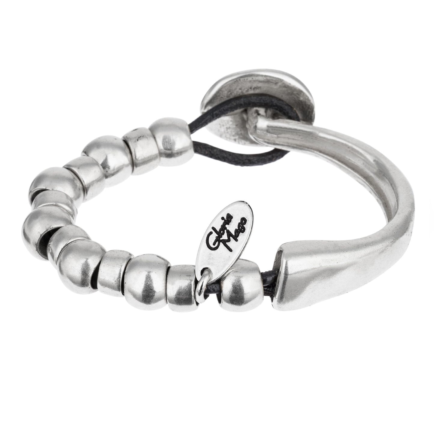 Pulsera plata "Unic" completa plata chapado y cuero