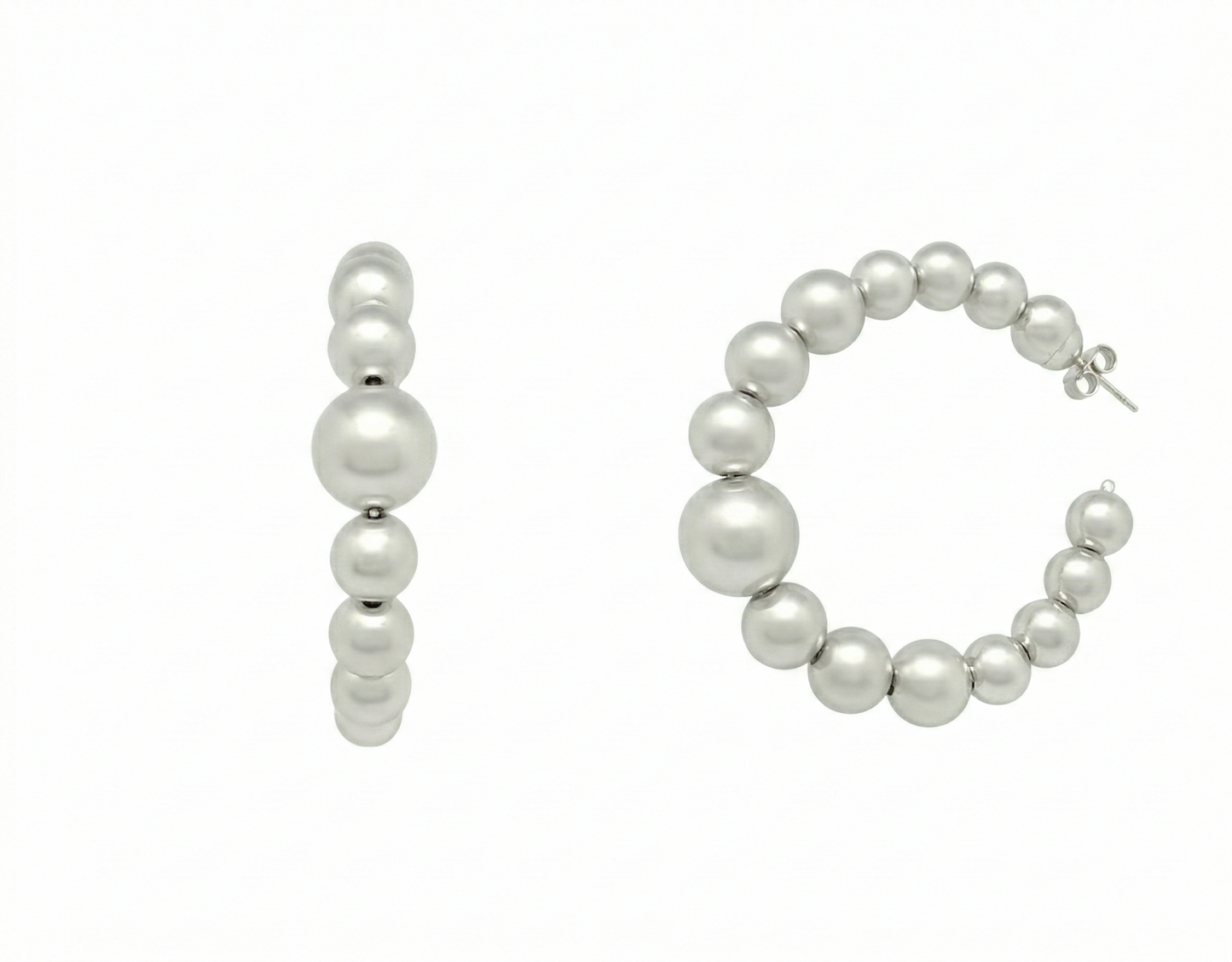 Pendiente de aro con bolas plata 10µ CBS