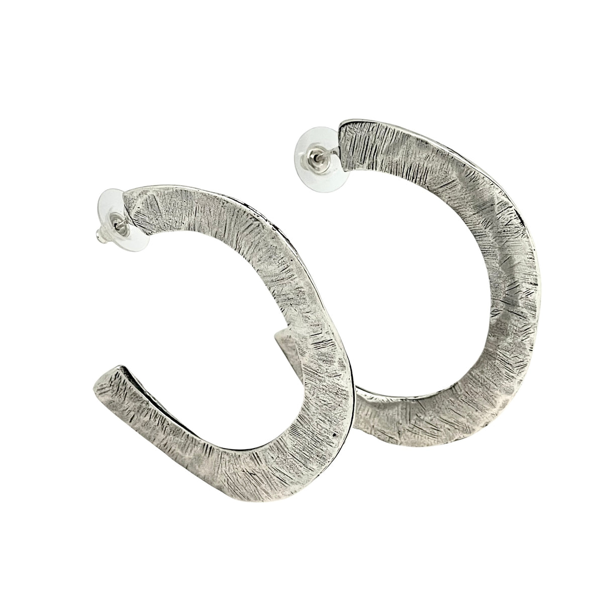 Pendiente grande aro aguas en plata 10µ