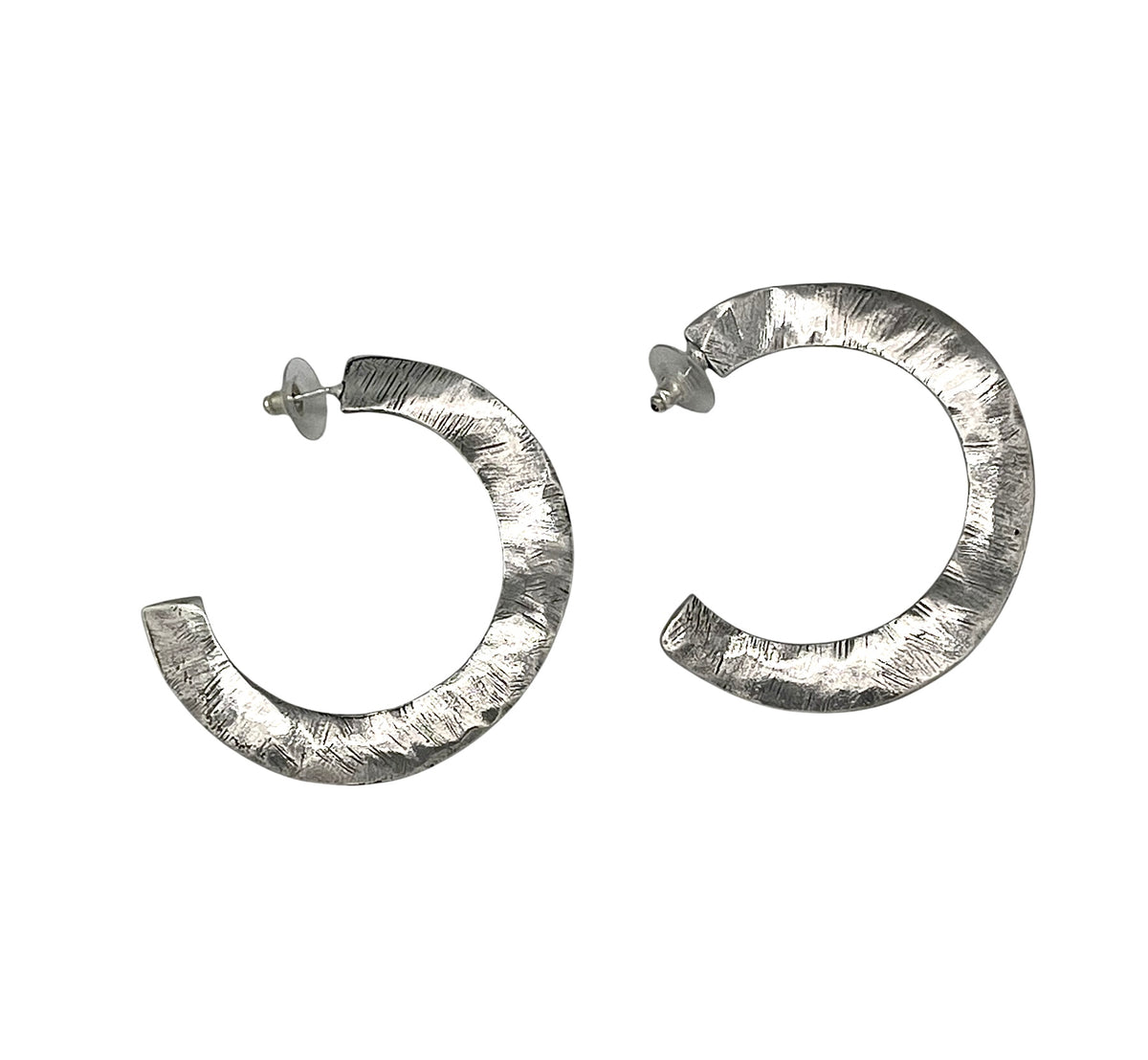 Pendiente grande aro aguas en plata 10µ