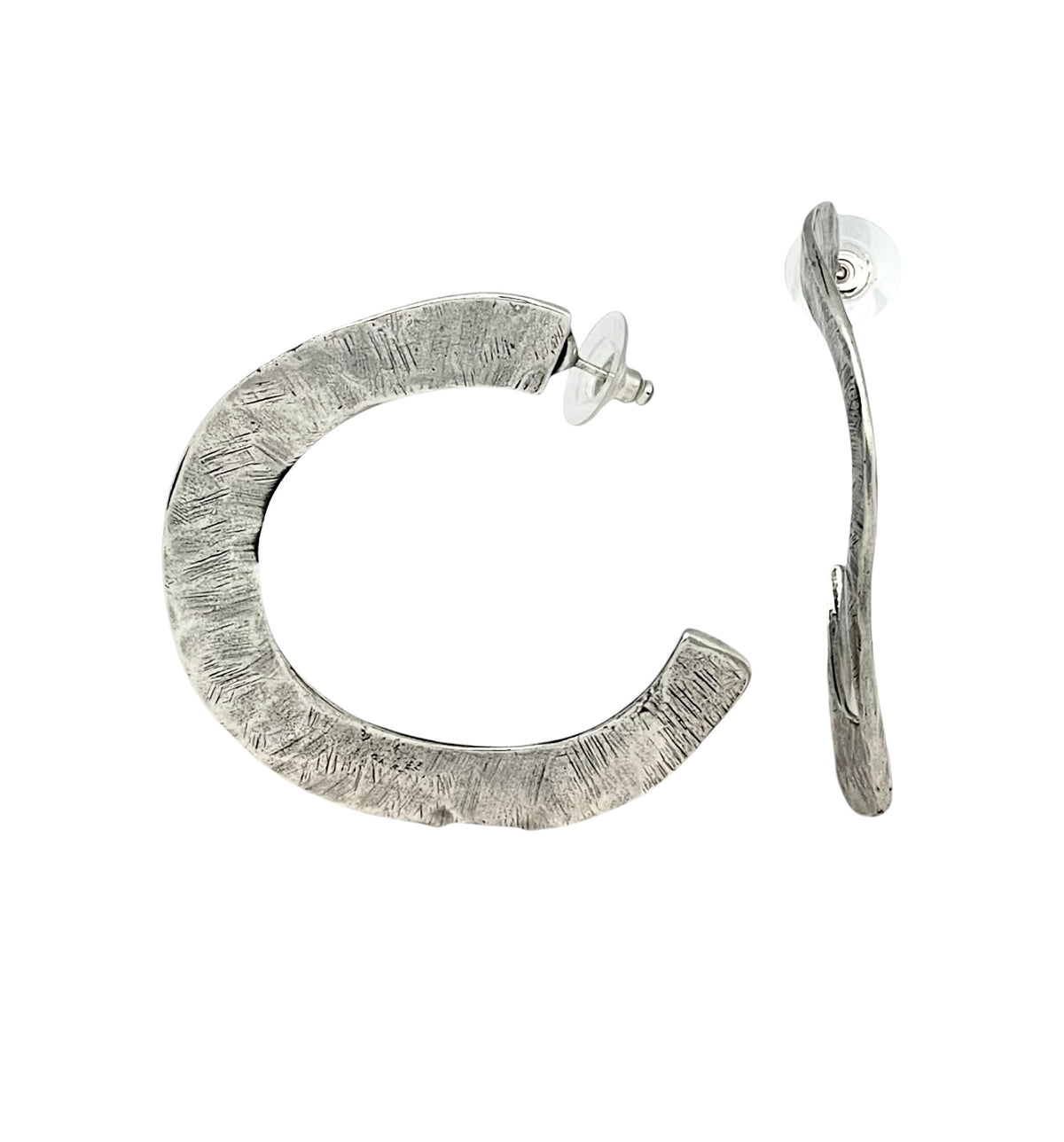 Pendiente grande aro aguas en plata 10µ
