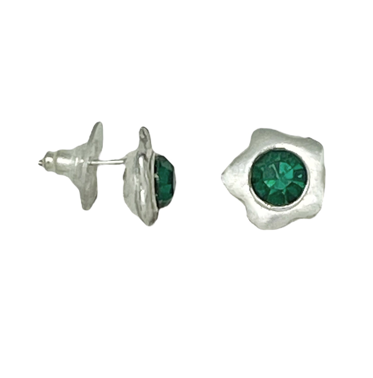 Pendiente Flor plata 10µ y SW esmeralda