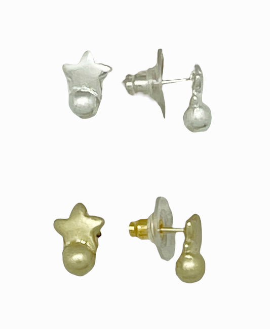 Pack de pendientes estrella mini en plata 10µ y dorado