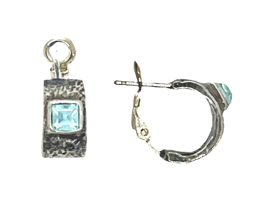 Pendiente aro plata 10µ con Sw 4x4 azul