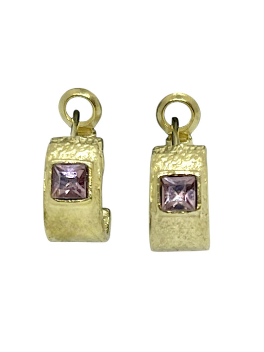 Pendiente aro dorado con Sw 4x4 light rosa