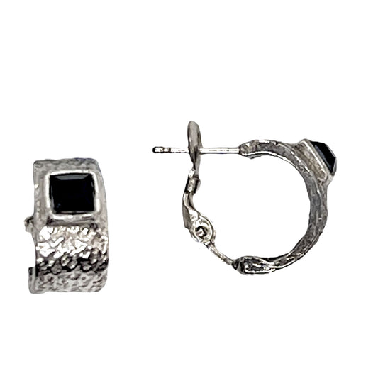 Pendiente aro plata 10µ con Sw 4x4 negro