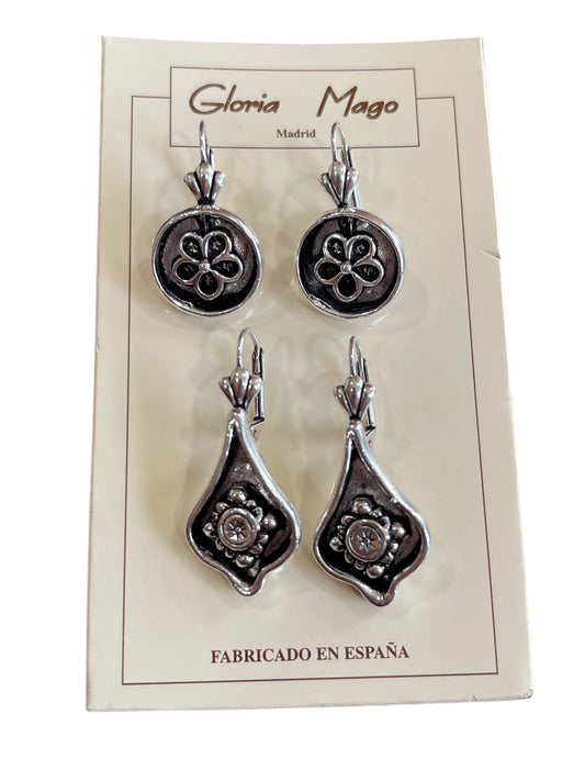 Pack pendientes dormilona en plata 10µ envejecido