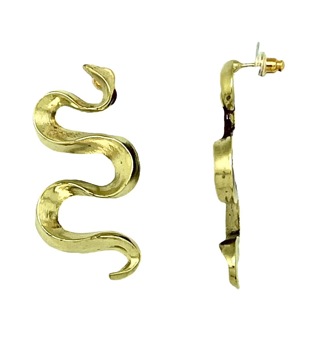 Pendiente Serpentina en plata 10µ y dorado