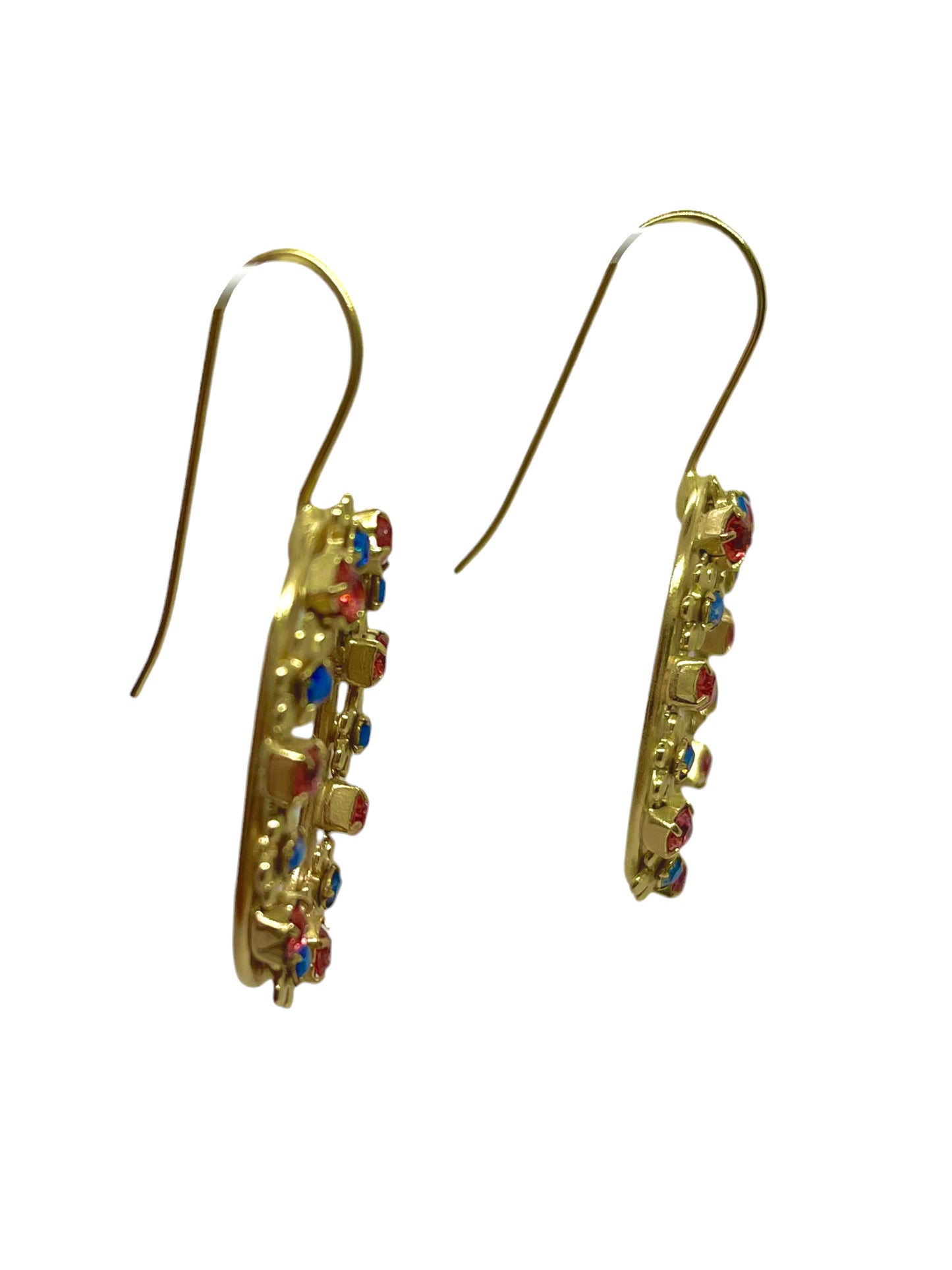 Pendiente colgante oval con cadena Sw dorado blue