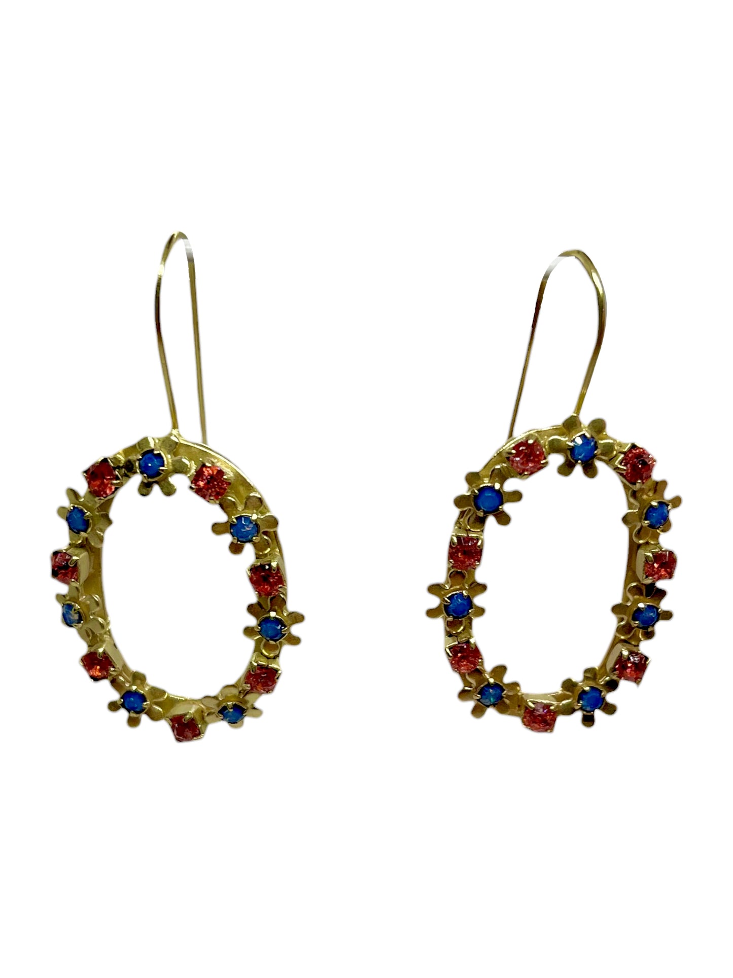 Pendiente colgante oval con cadena Sw dorado blue