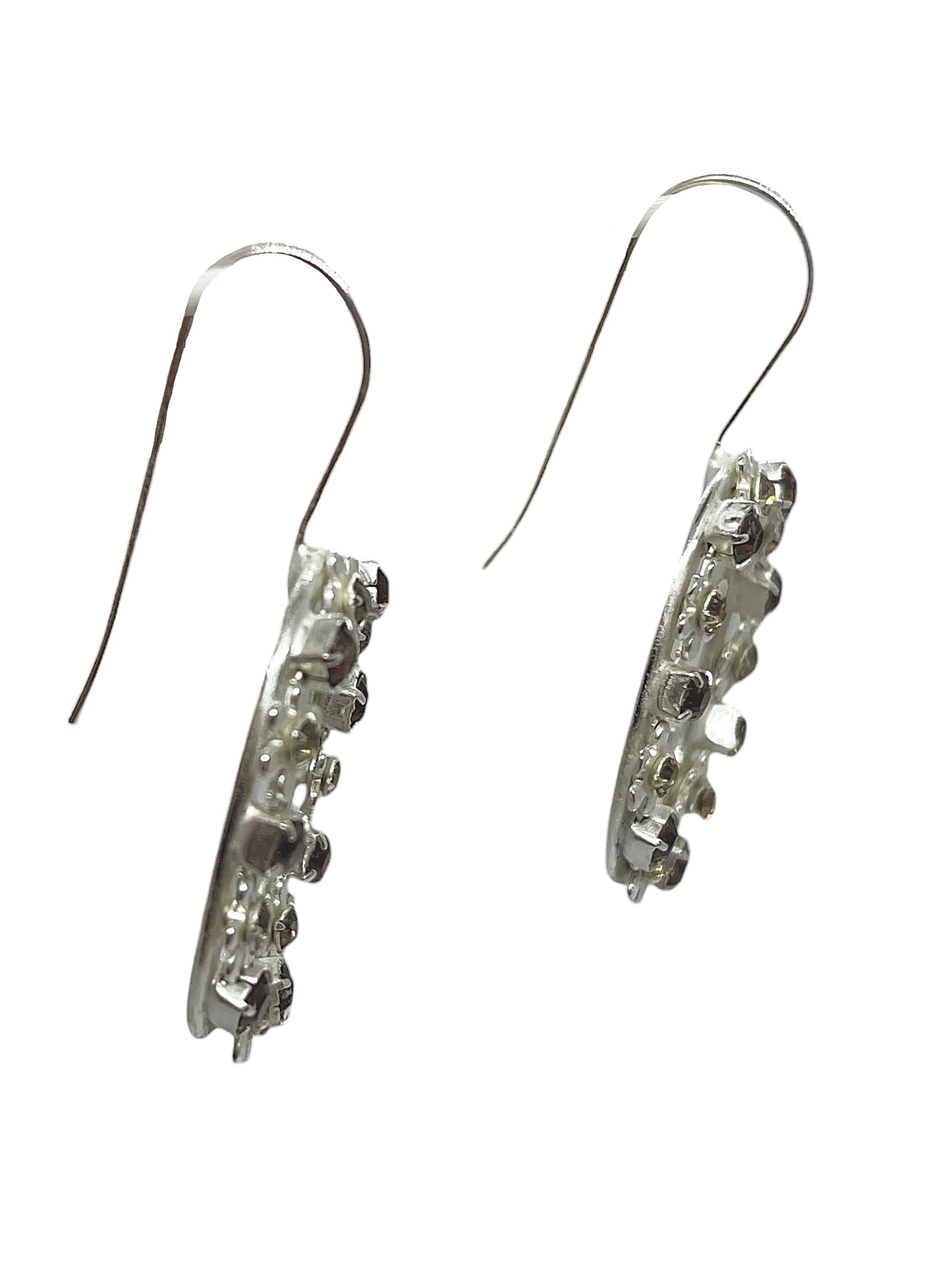 Pendiente colgante oval con cadena Sw plata negro-black diamon