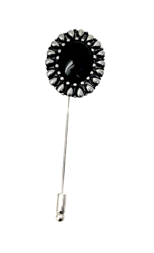 Broche-Alfiler Camafeo negro plata vintage 10µ