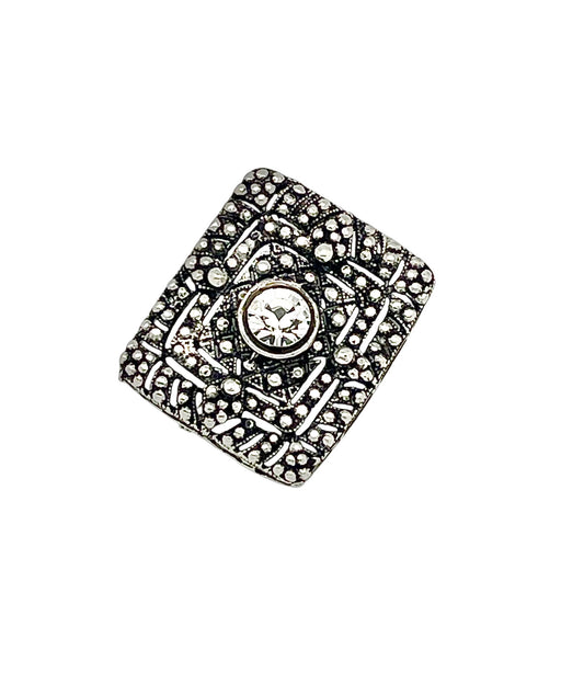 Broche plata 10µ cuadrado y cristal vintage exclusivo Gloria Mago