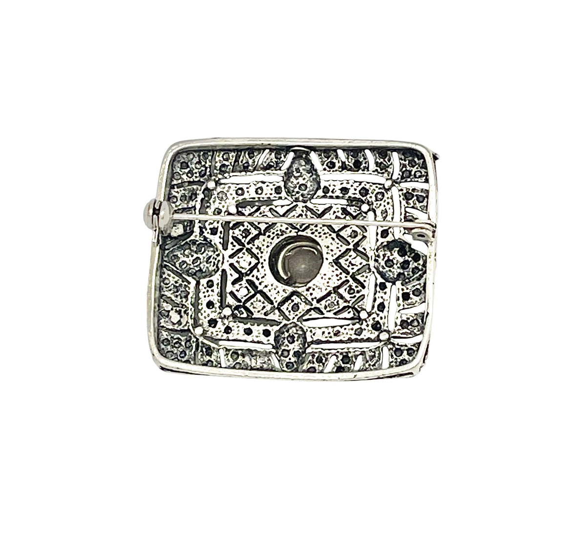 Broche plata 10µ cuadrado y cristal vintage exclusivo Gloria Mago