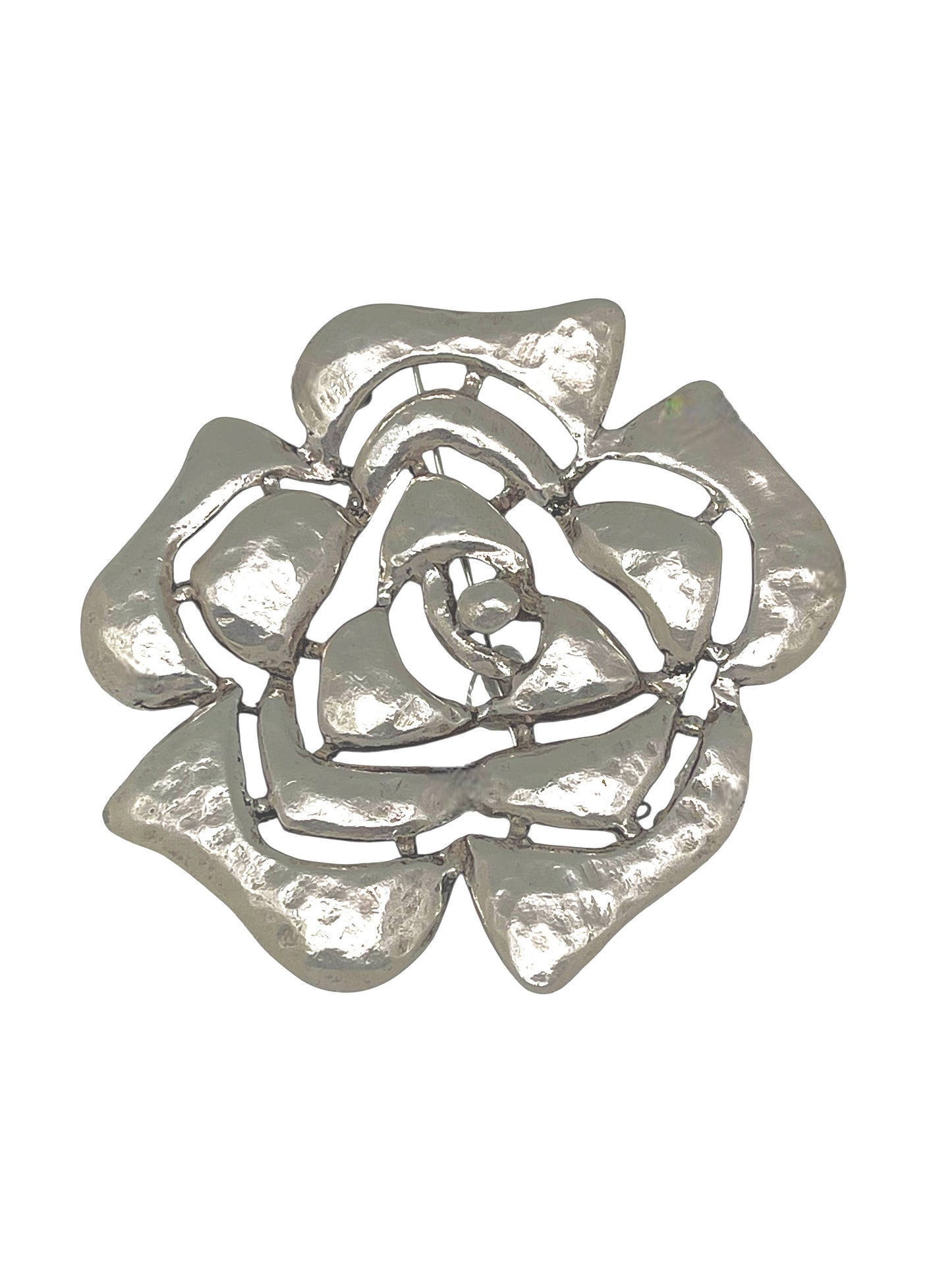 Broche Camelia en plata 10µ grande 3D