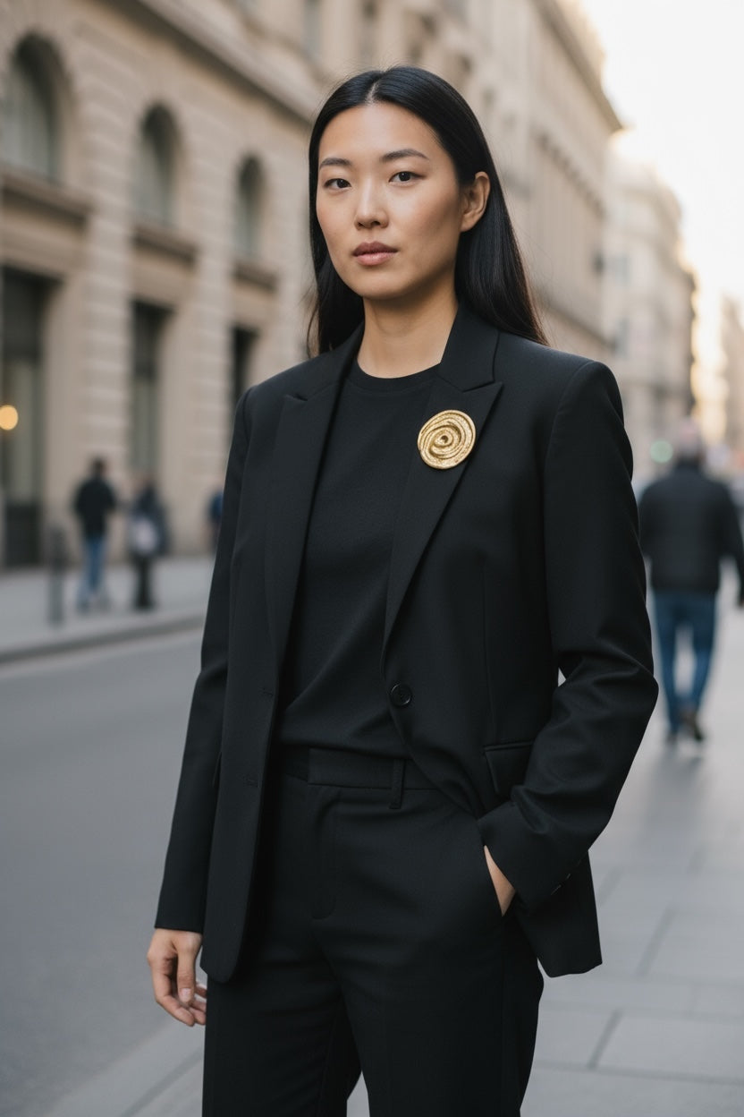 Broche Señales en dorado chapado-latón  diseño Gloria Mago  vintage