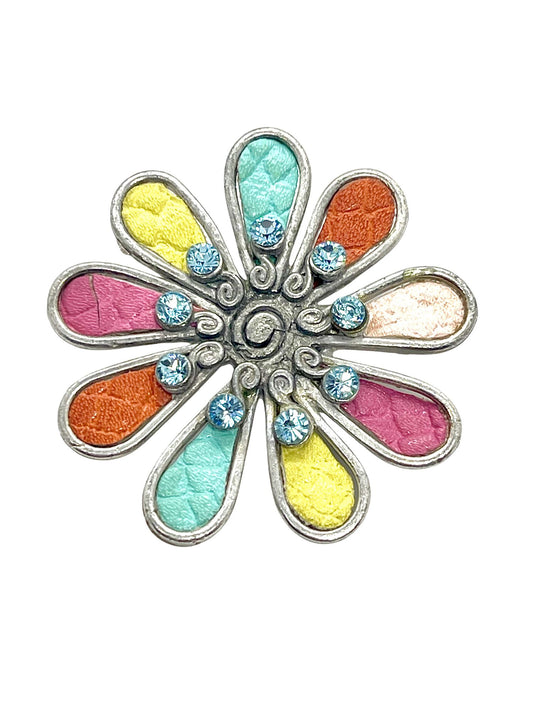 Broche Multicolor margarita cristal Sw y plata 10µ