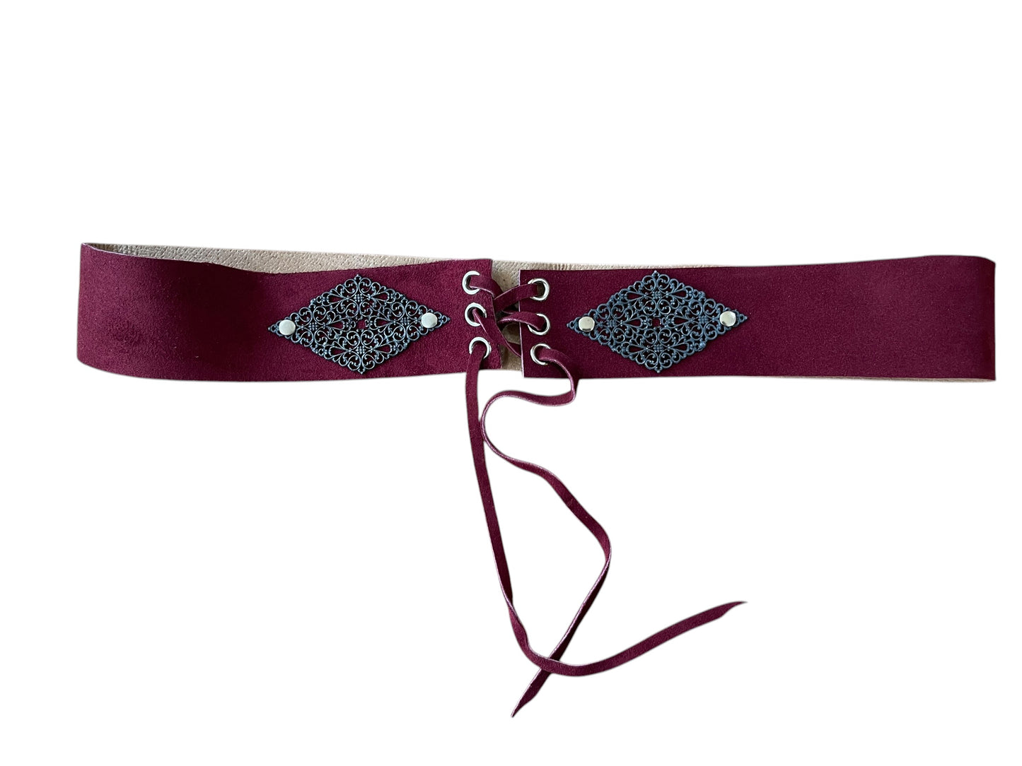 Cinturón piel corset burdeos