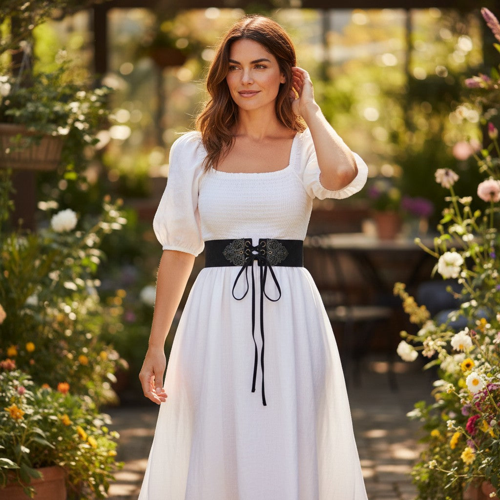 Cinturón piel corset negro