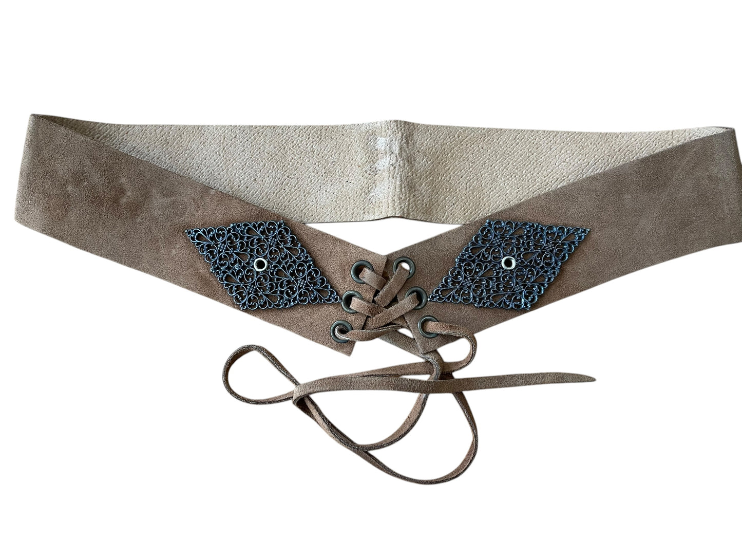 Cinturón piel corset camel