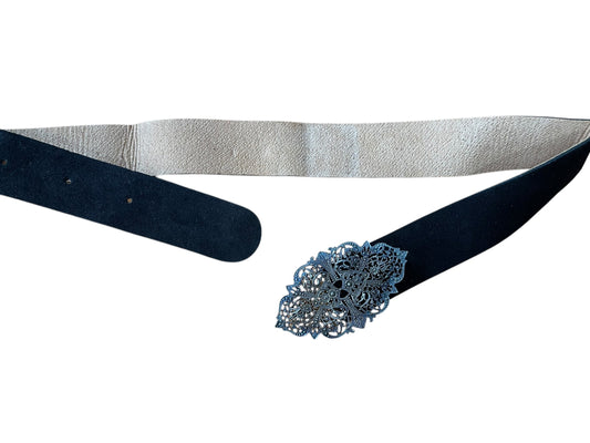 Cinturón hebilla piel negro