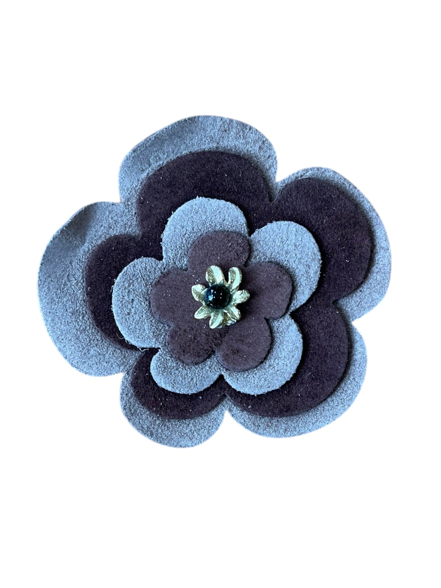 Collar flor piel en capas colores y cadena plata 10µ