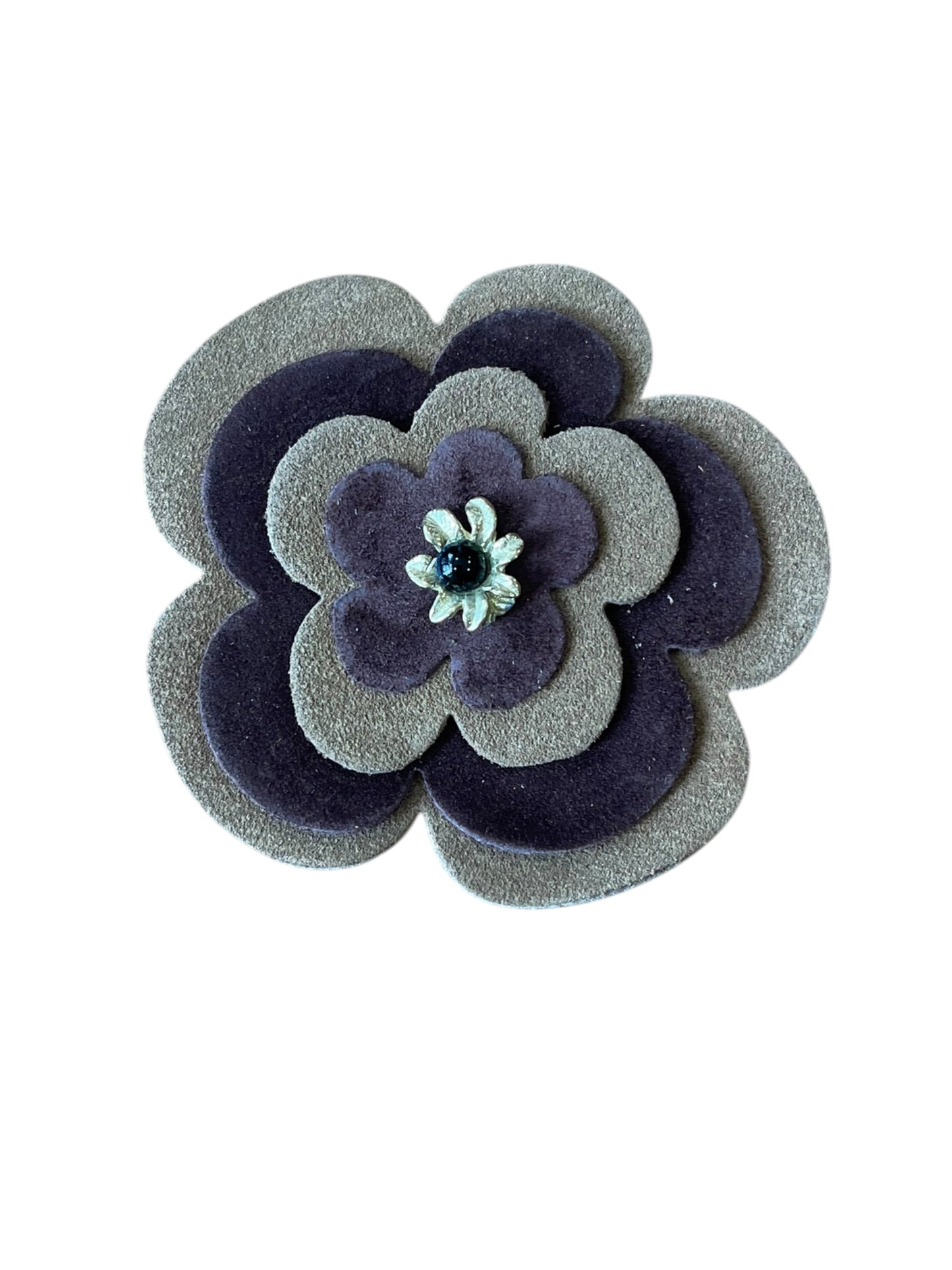 Collar flor piel en capas colores y cadena plata 10µ