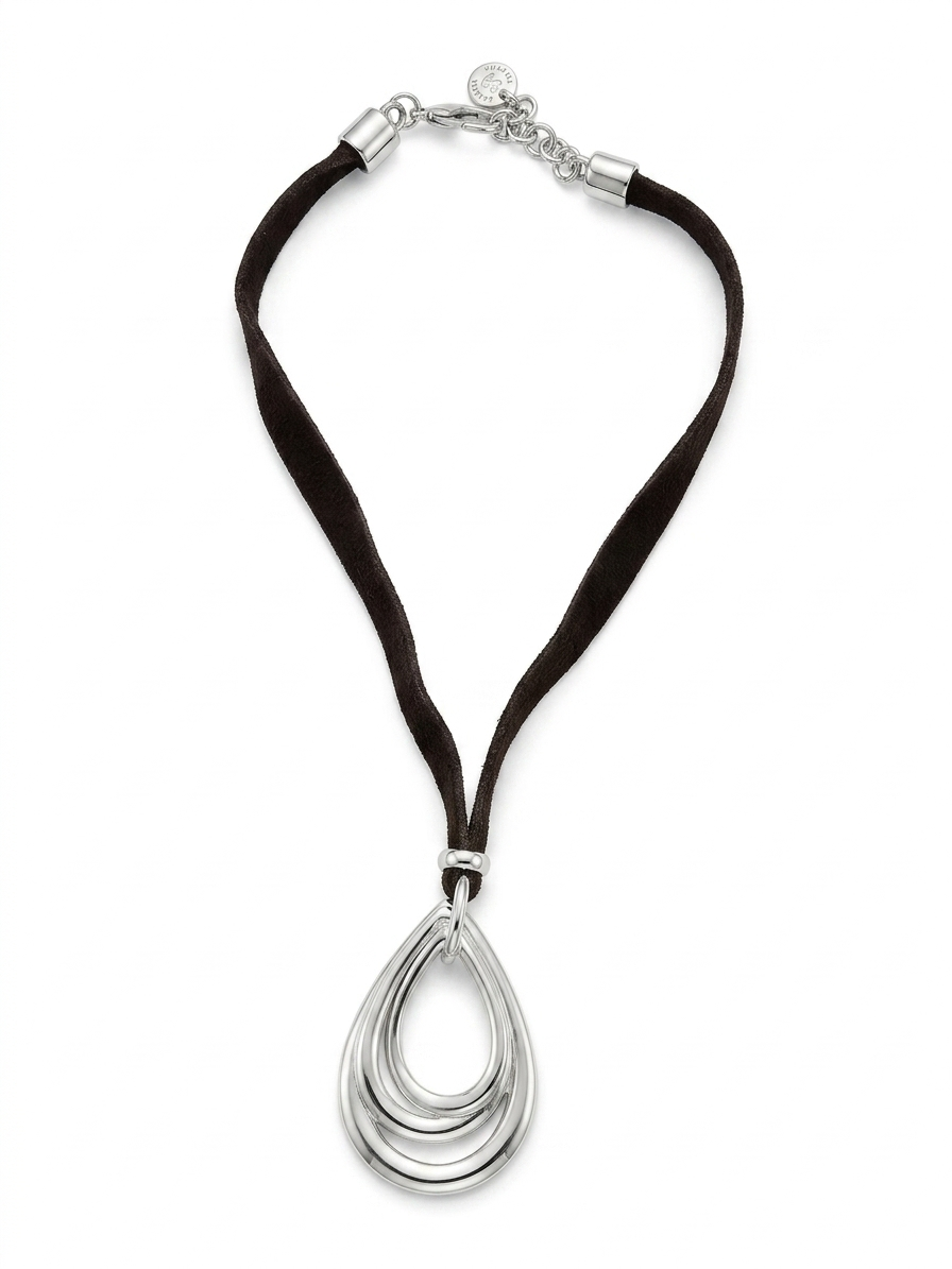 Collar piel y lagrimas plata 10µ