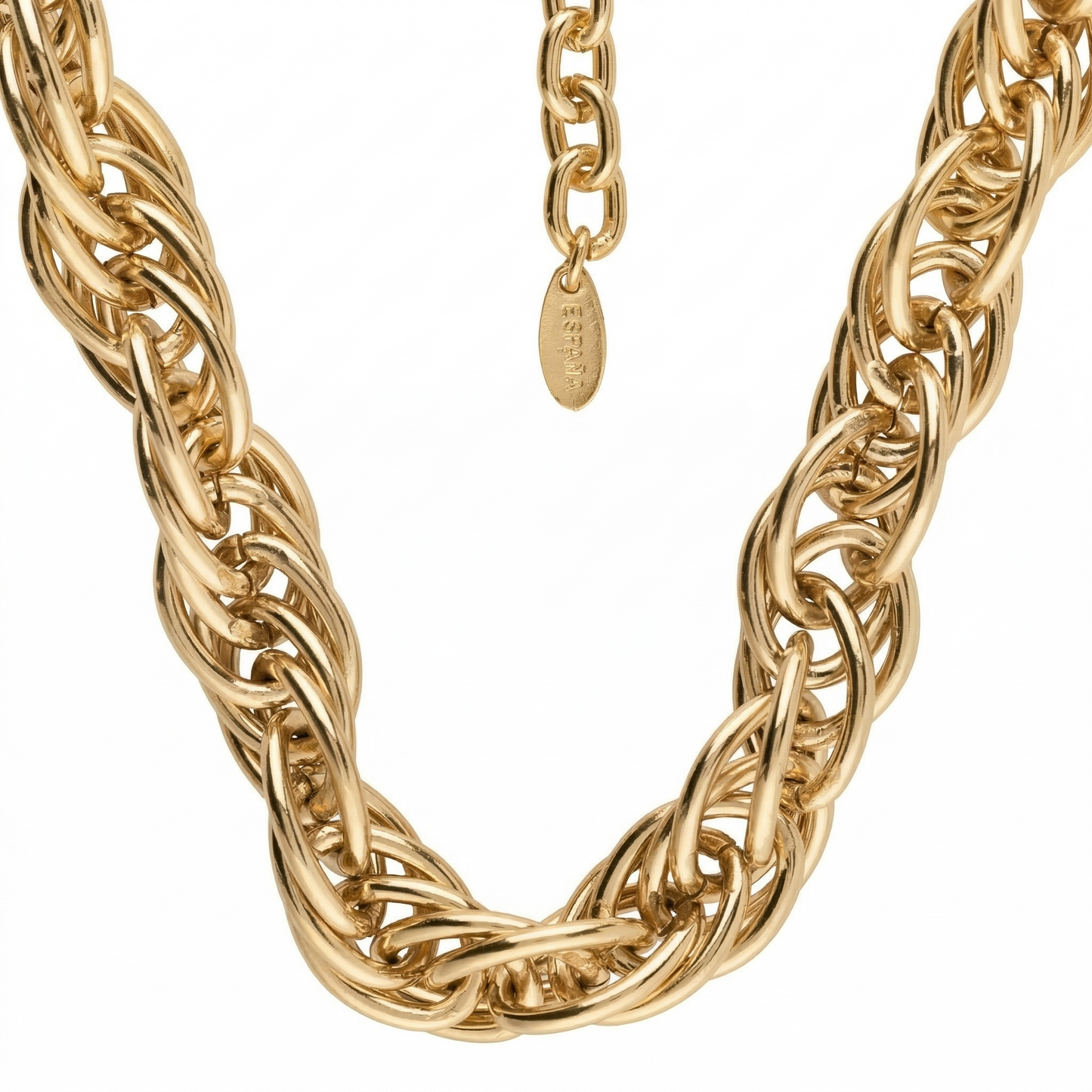 Gargantilla dorado cadena grande"Link" triple enlazado