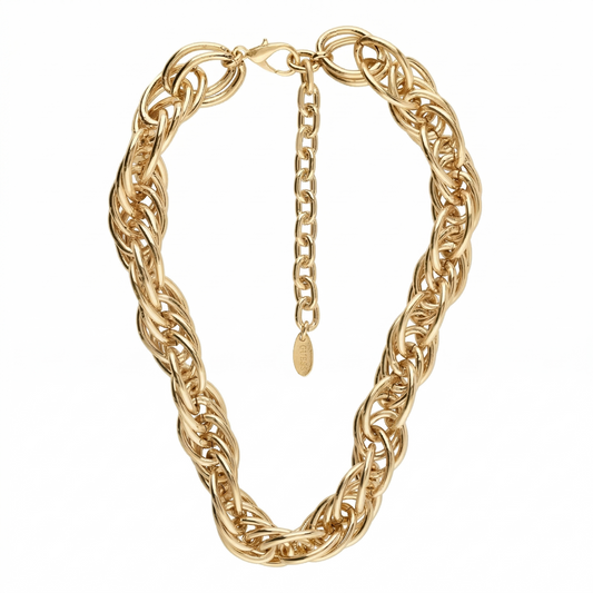 Gargantilla dorado cadena grande"Link" triple enlazado
