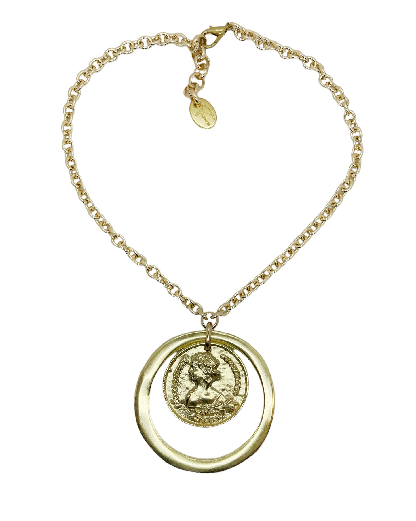 Collar Gd Coin con aro en dorado