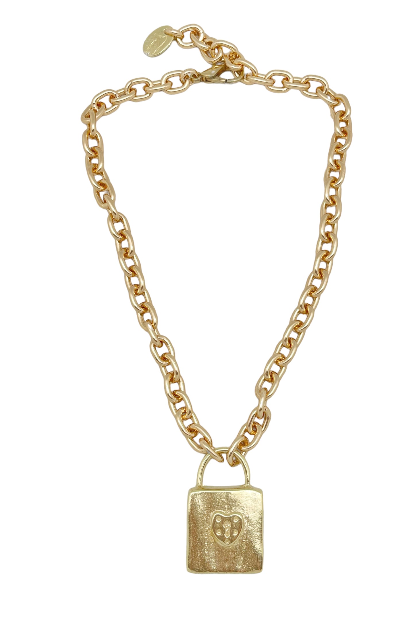 Collar candado GD en cadena ligera dorado