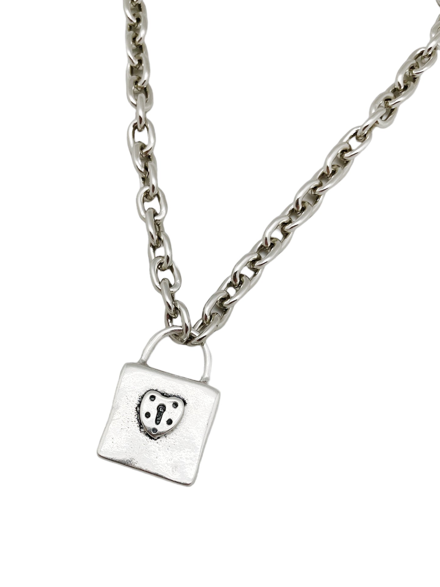 Collar candado GD en cadena ligera plata