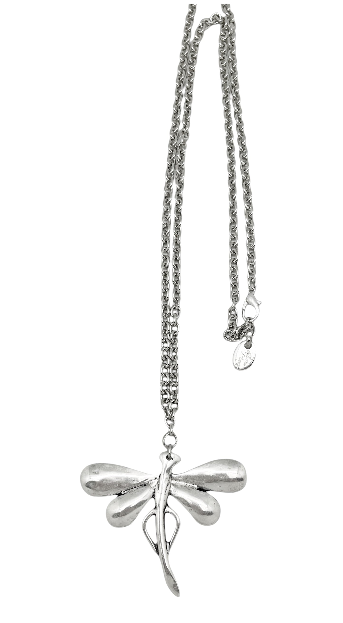 Collar largo Dragonfly en plata chapado 80cm