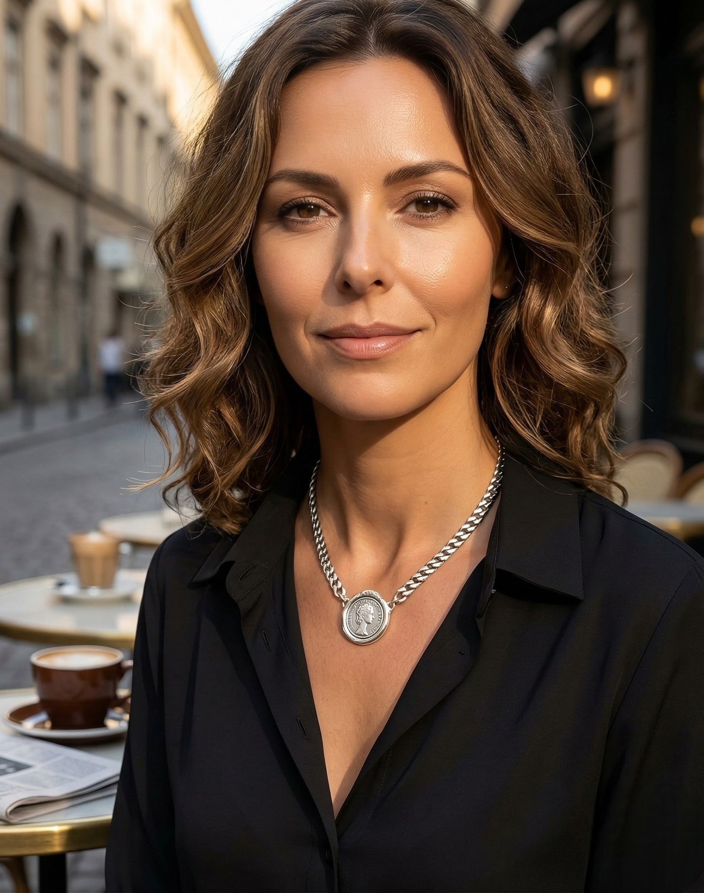 Collar cadena  Diamond y medalla central mix