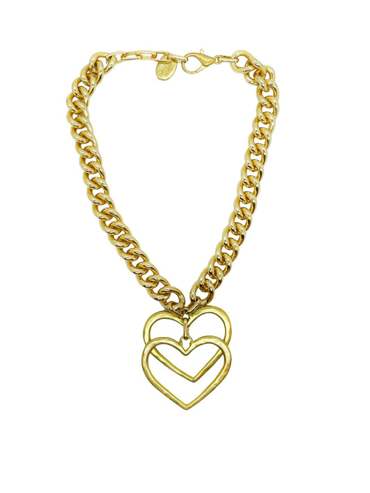 Collar doble Heart en dorado