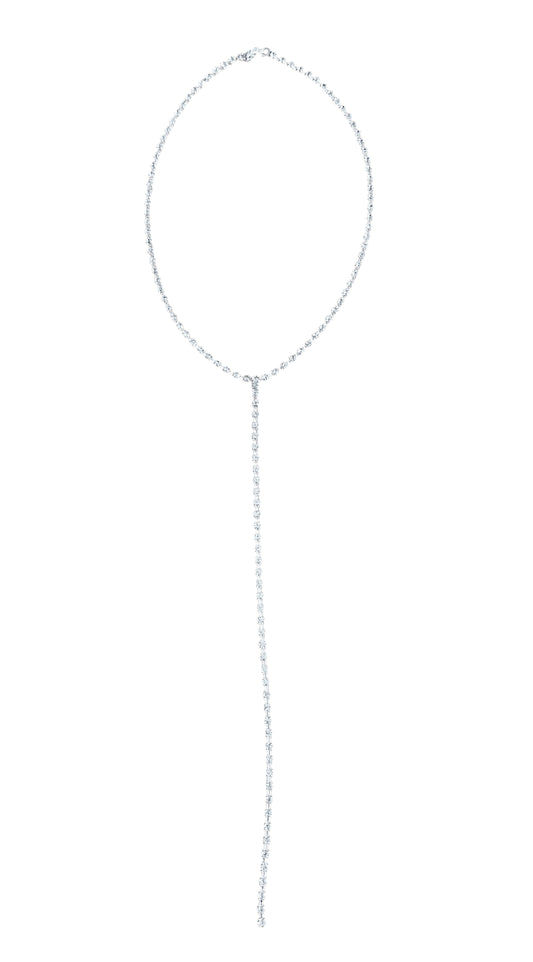 Collar tira Sw cristal en plata 10 micras. Largo 22cm. Gran Brillo