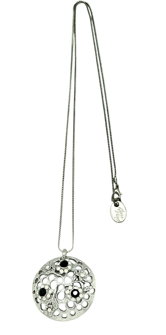 Collar largo Garden Opal&Black plata 10µ