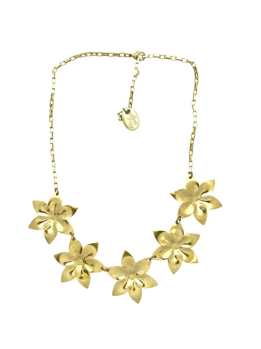 Gargantilla FiveFlower dorado en latón . Gloria Mago design