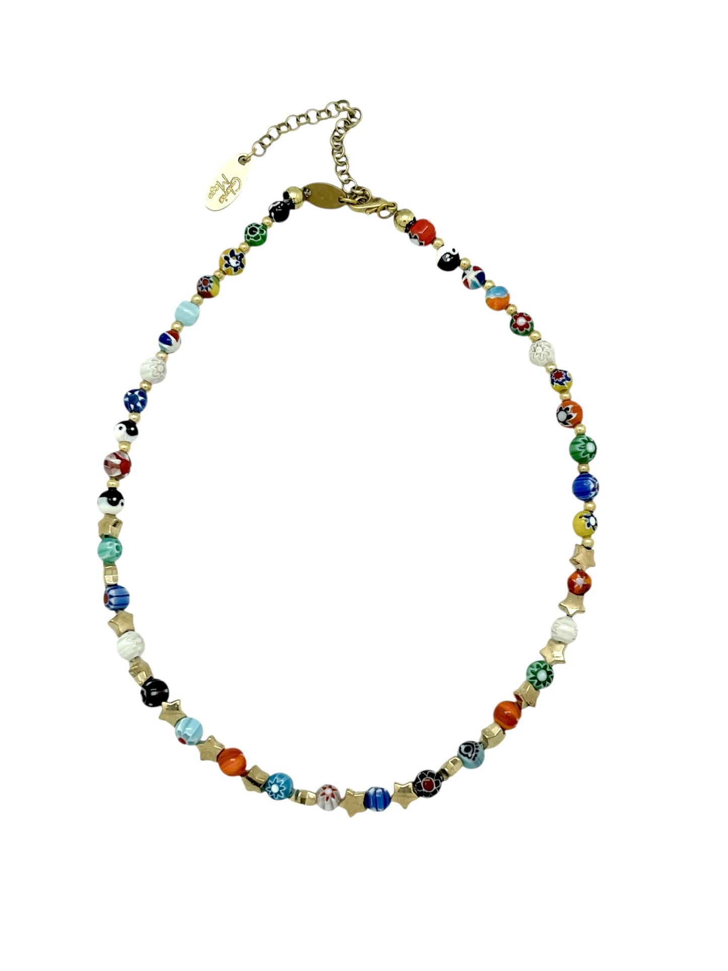 Collar multicolor Talisman de Luz en luz en latón dorado
